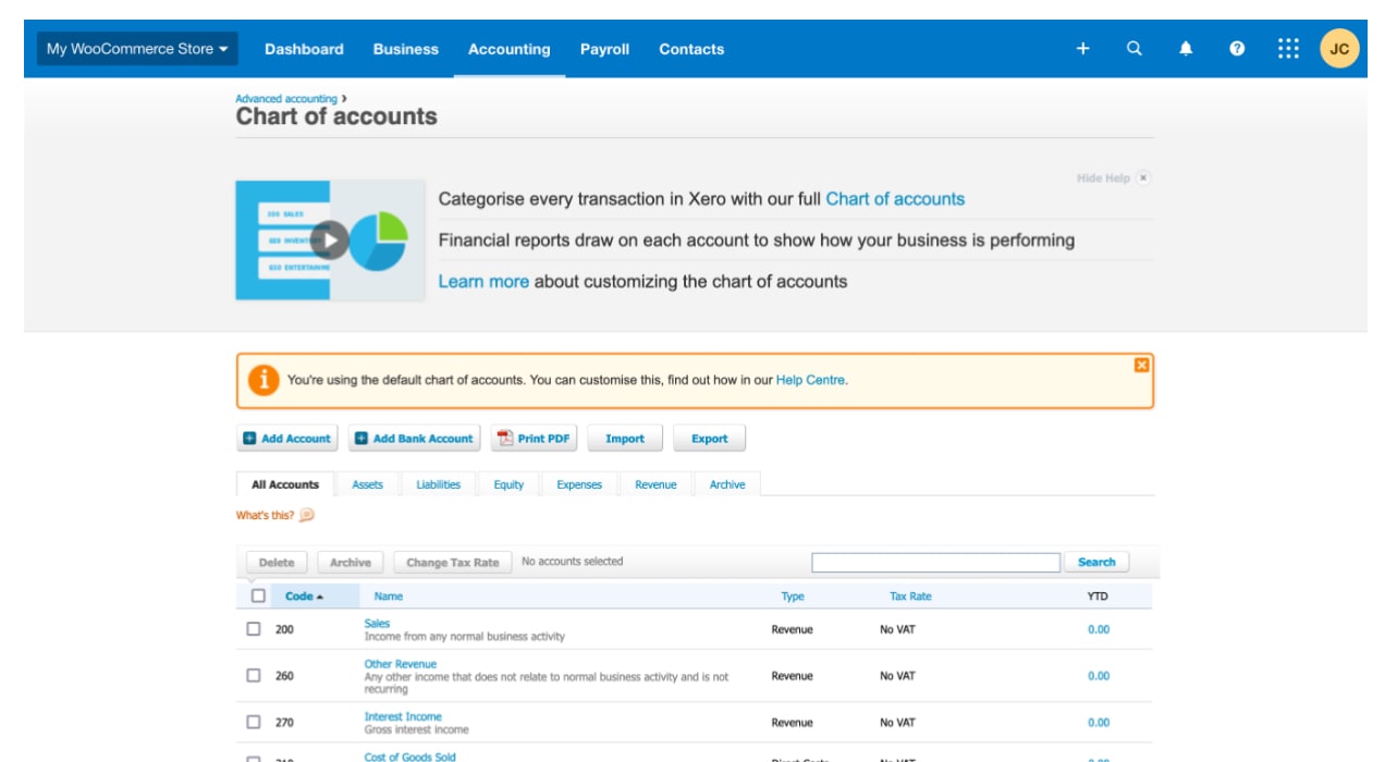 chart of accounts