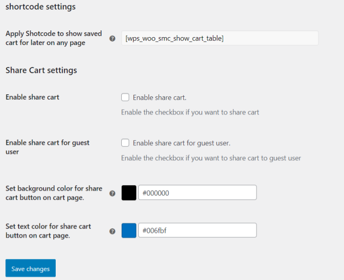 shortcode setting