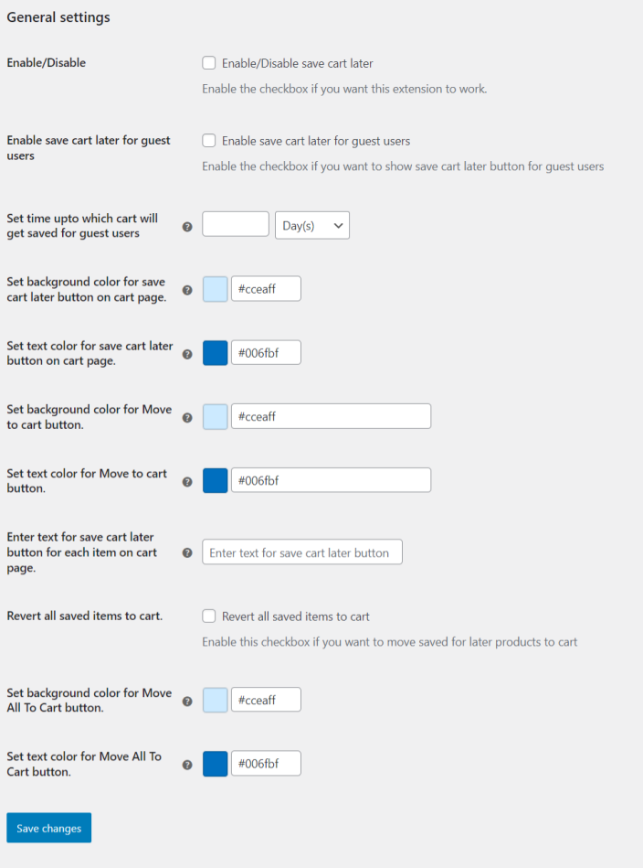 general settings