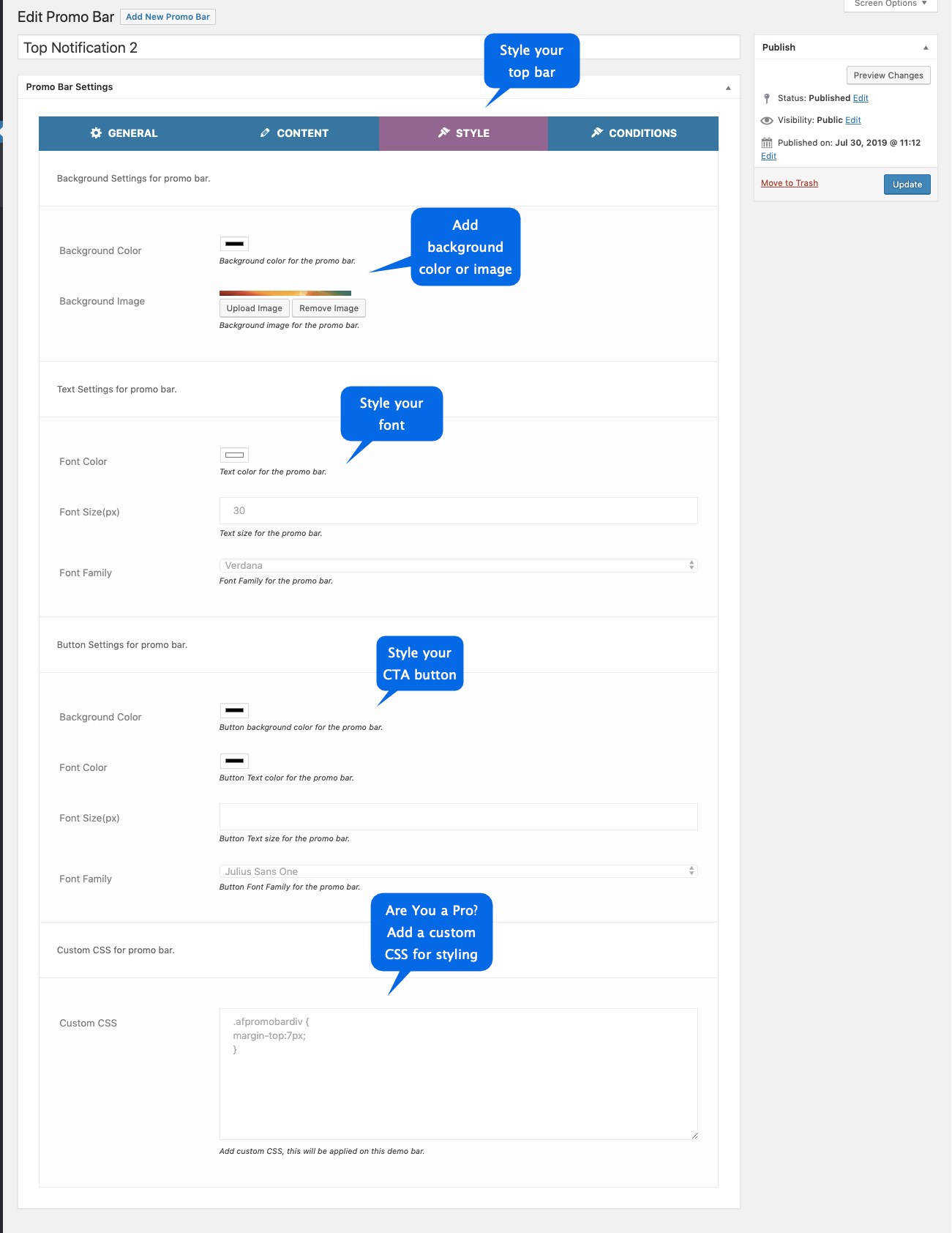 Top Bar Documentation - WooCommerce