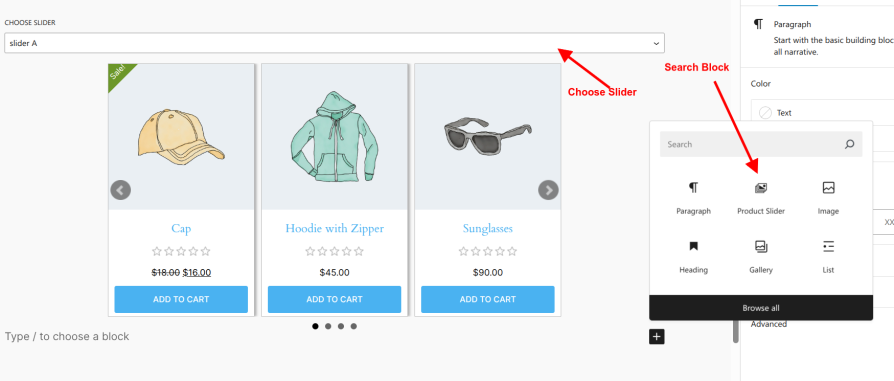 Add_product_slider_WooCommerce_using_gutenberg_editor