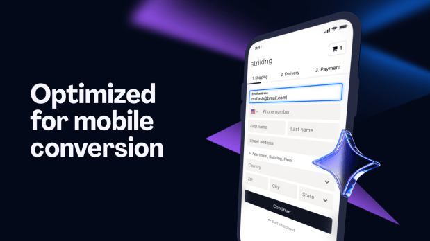 Bolt's mobile checkout form showing the shipping, delivery and payment steps on a phone screen.