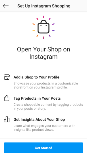 Open a shop on Instagram