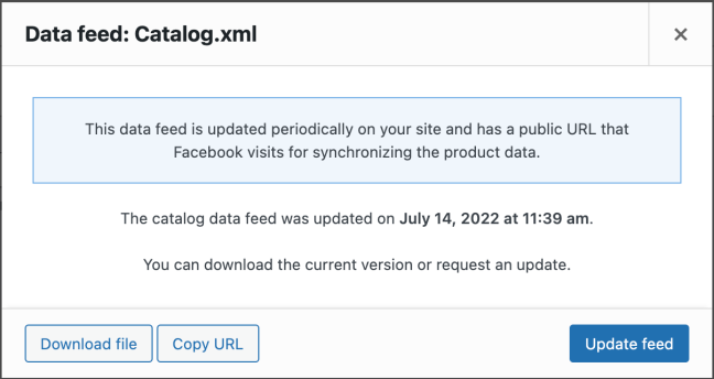 XML data feed with the last time it was updated