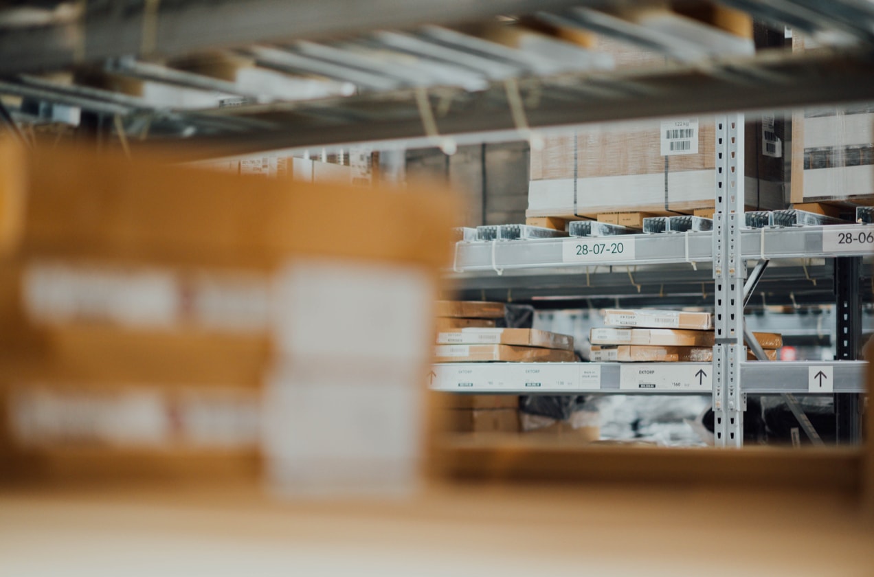 warehouse shelves at dropshipping facility