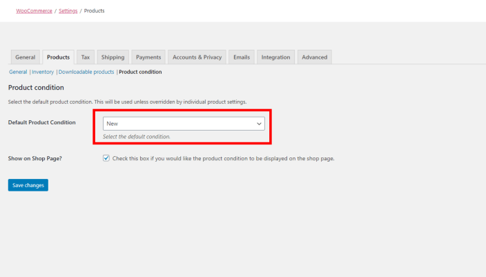 Set Default Product Condition For WooCommerce