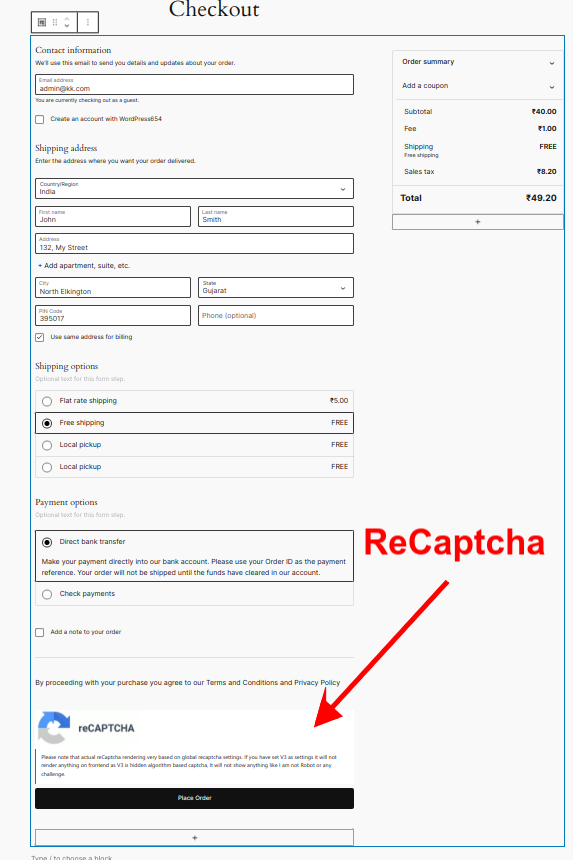 reCaptcha-for-Woocommerce-Checkout-block