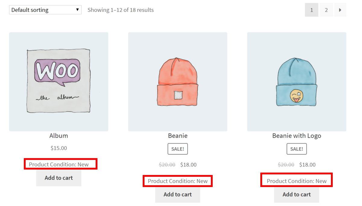 Product Condition for WooCommerce Shown on Shop Page