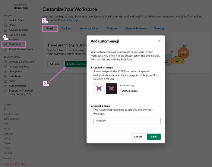 How to add a custom emoji to Slack