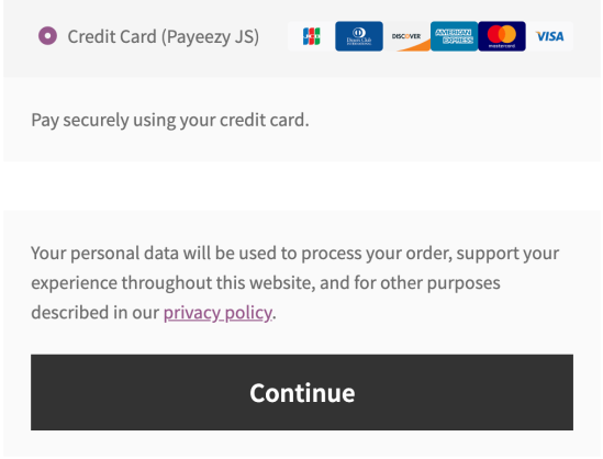 Payeezy JS on the Checkout page