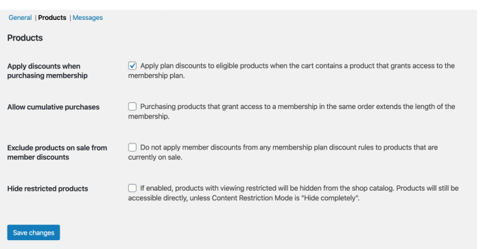 WooCommerce Memberships: Products Settings