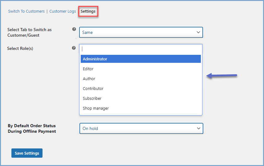 Extensión Shop as a Customer for WooCommerce: permitir a determinados roles de usuario acceder como cliente.