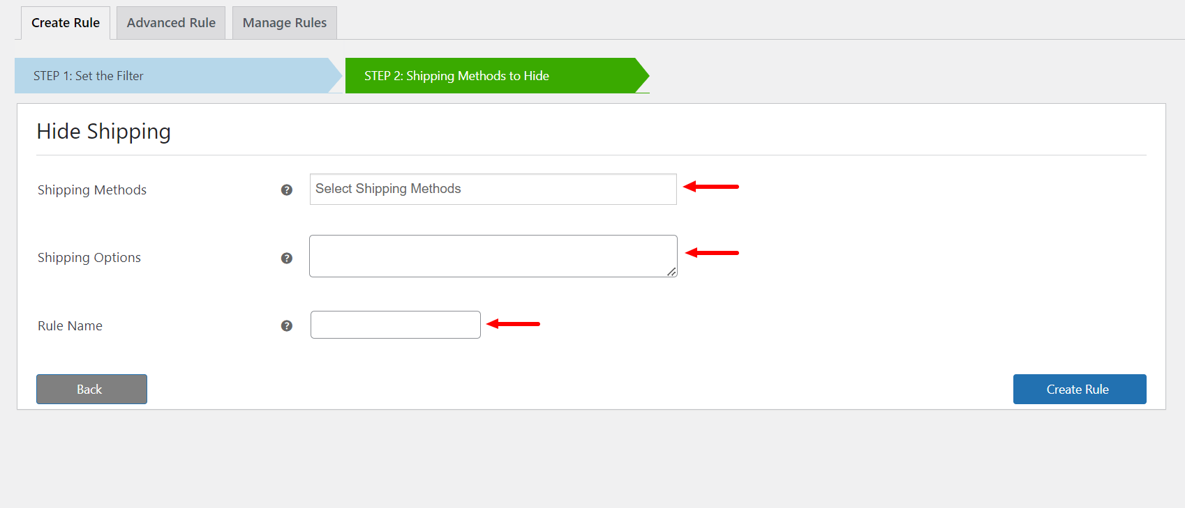 Selecting Shipping Methods for Hiding
