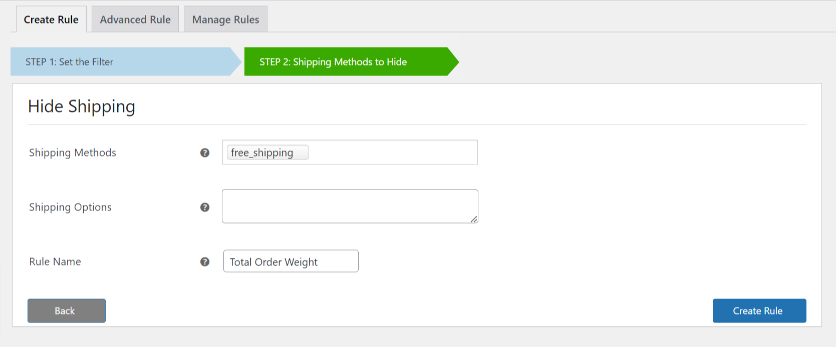 Shipping Methods to Hide