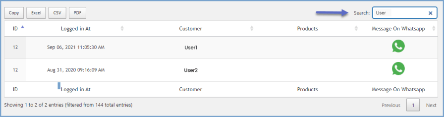 Search Customers by name or email