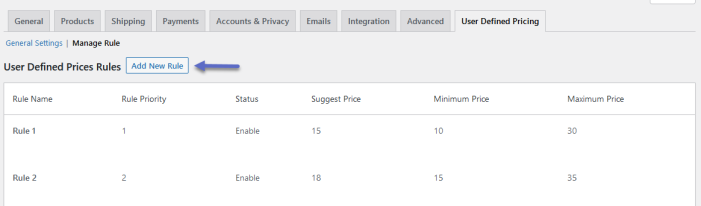 WooCommerce user defined pricing