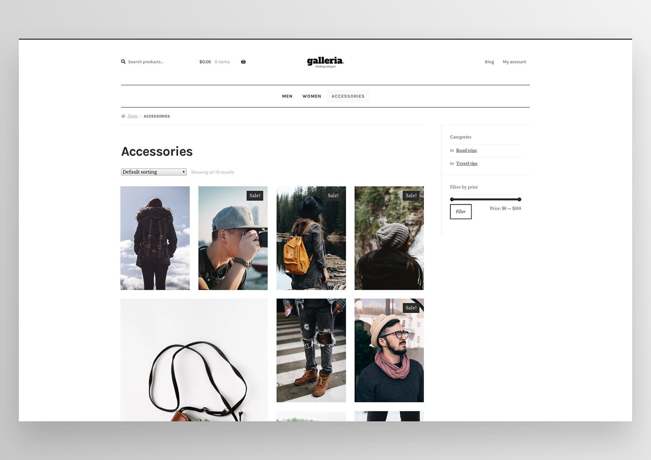 Galleria theme in use on an eCommerce site