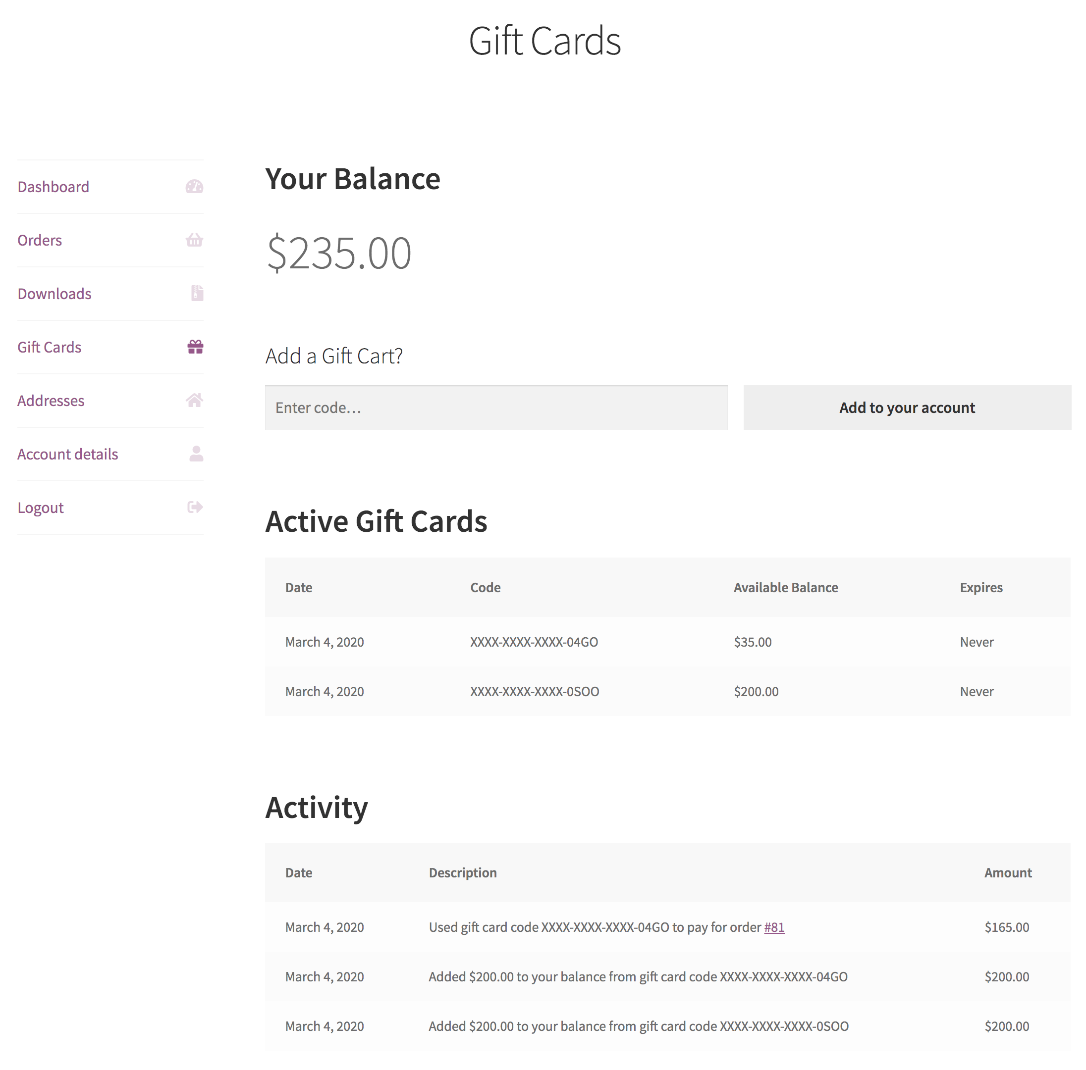 Gift Cards Approved Woocommerce Plugin