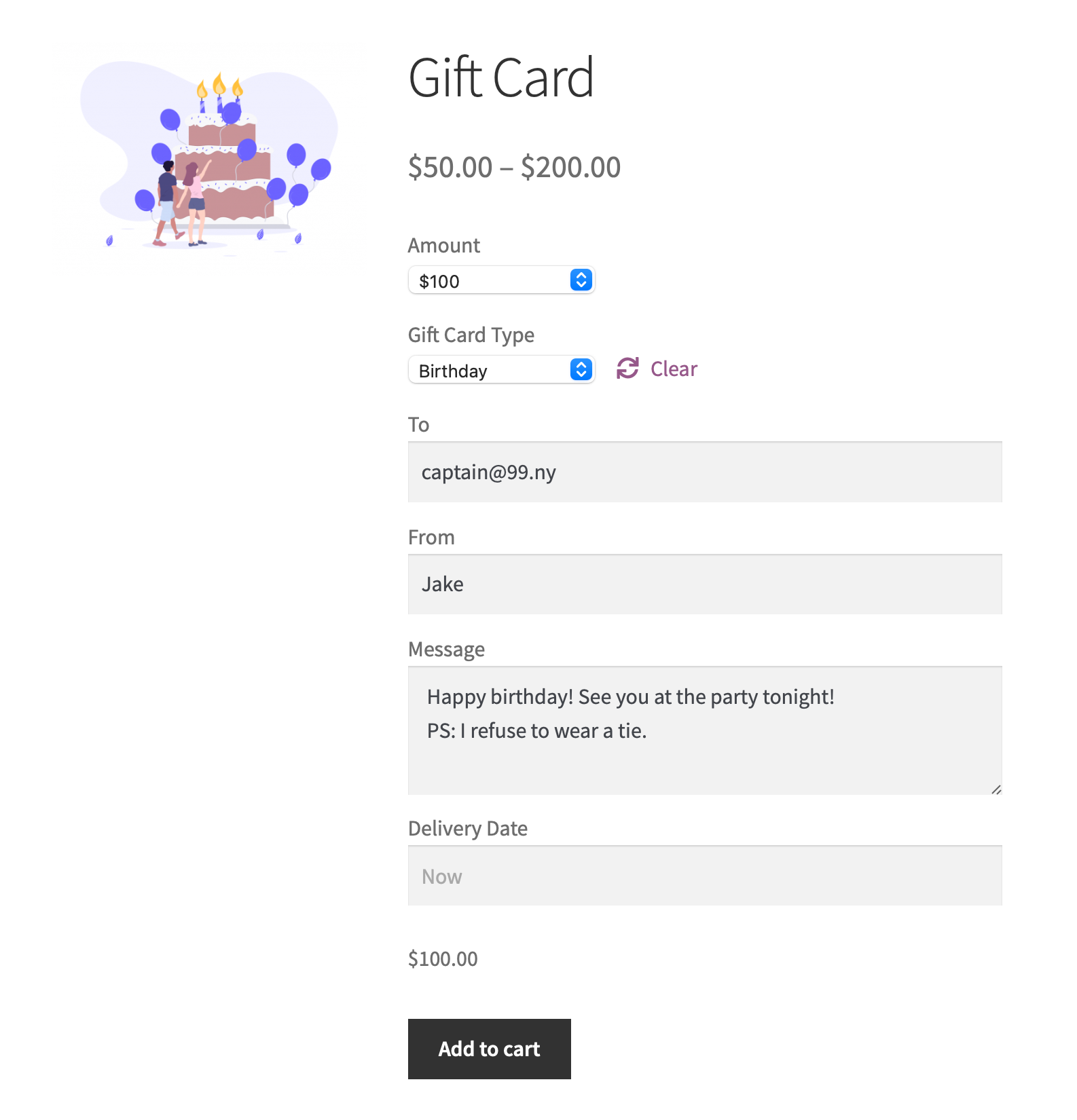 Gift Card (In Person Purchases) 