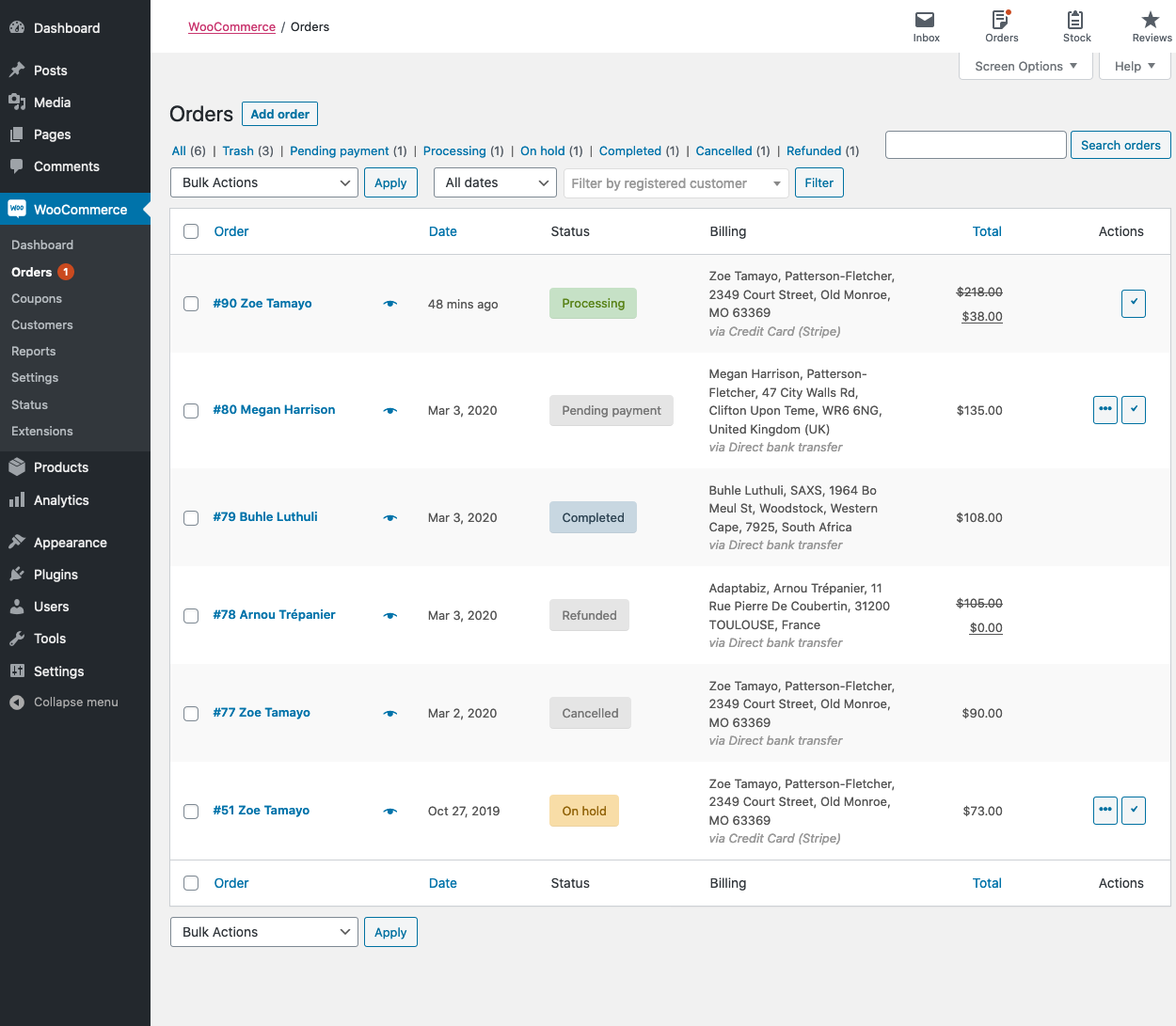 Orders Overview and Bulk Order Management Documentation - WooCommerce