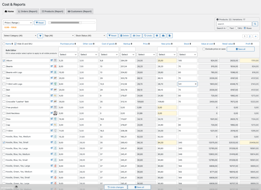 Cost & Reports for WooCommerce - home