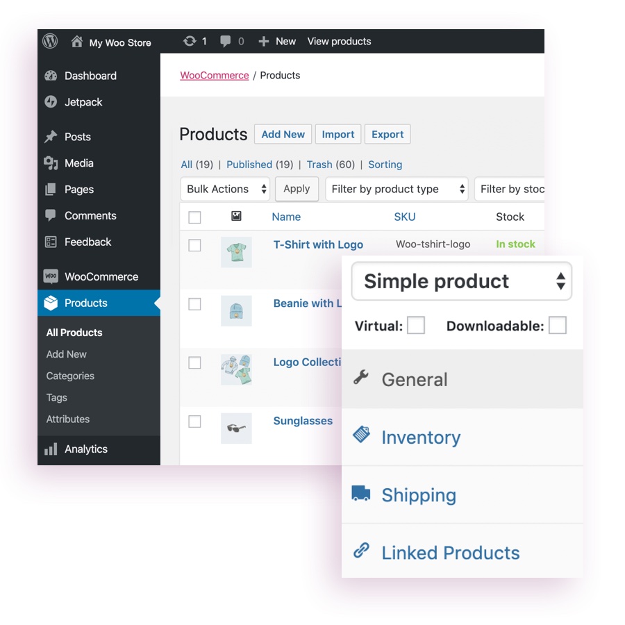 WooCommerce backend - Products