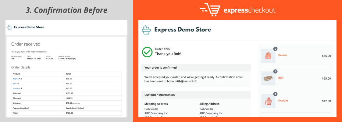 Confirmation - Express Checkout pour WooCommerce