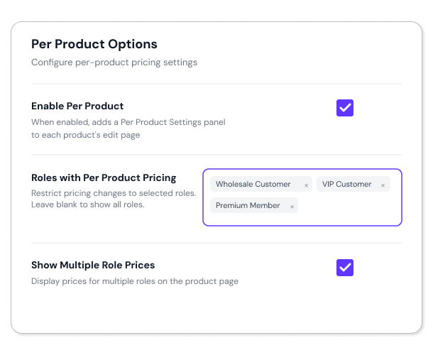 Limit Pricing Settings to Specific User Roles