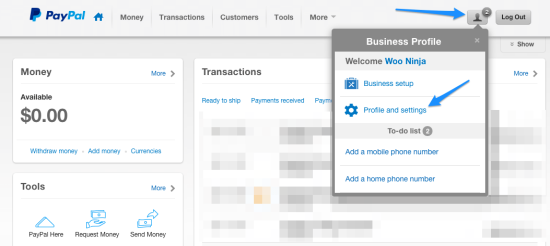 WooCommerce paypal express View PayPal Profile