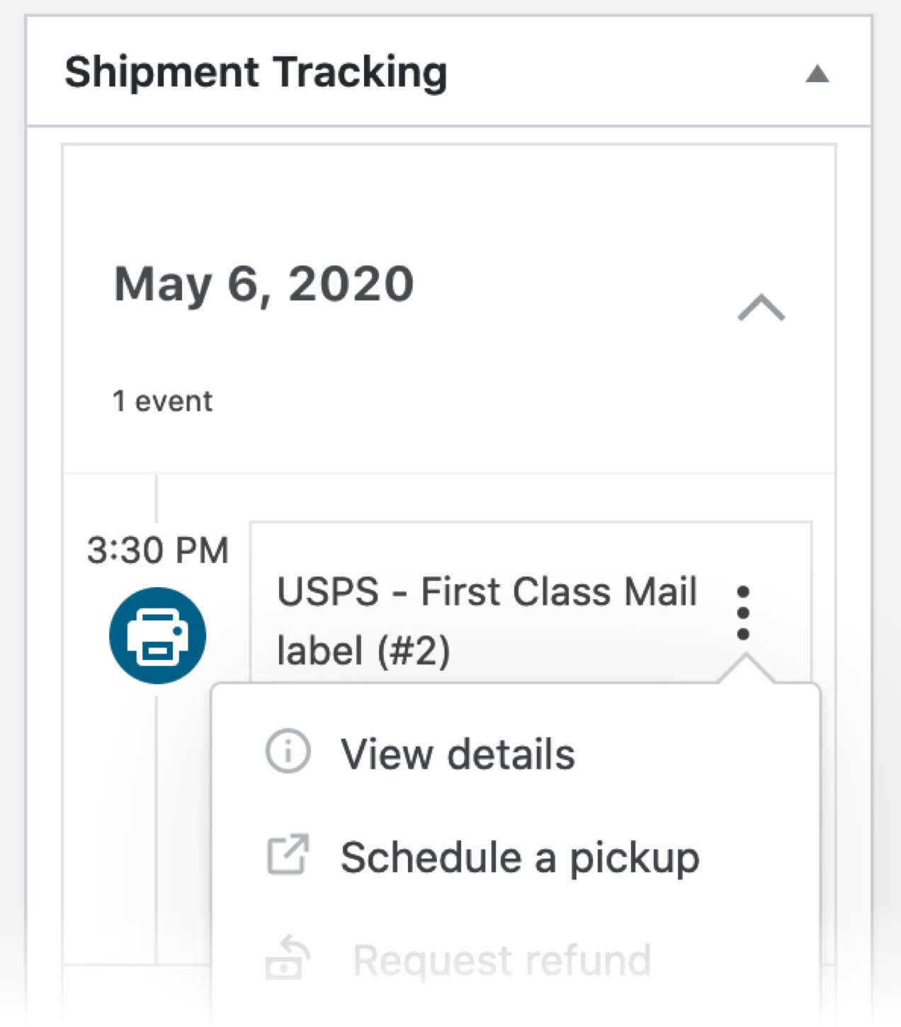 schedule a pickup dropdown on the order page