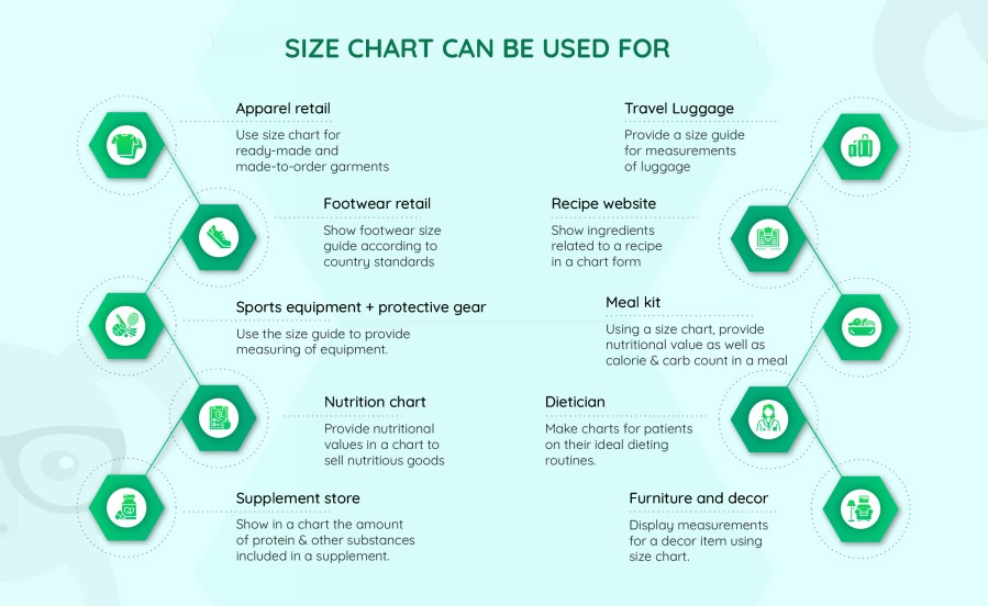 size chart for woocommerce