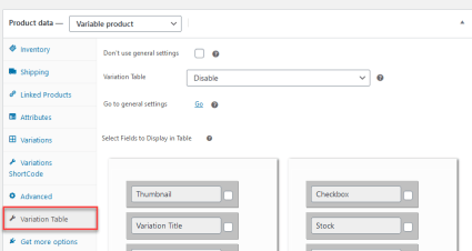 WooCommerce Product Variations Table Listing - Documentation