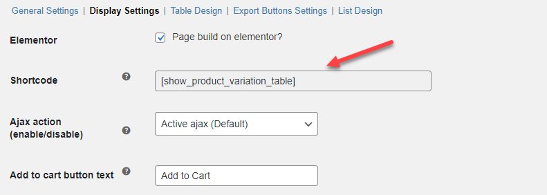 Use Shortcode to Display Variation Table in Builders