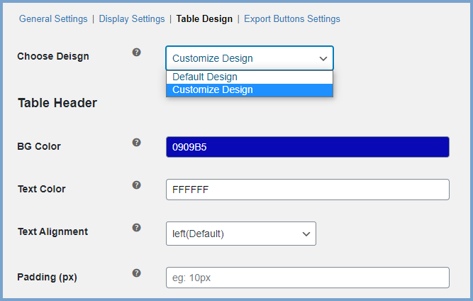 Tableau des variantes WooCommerce