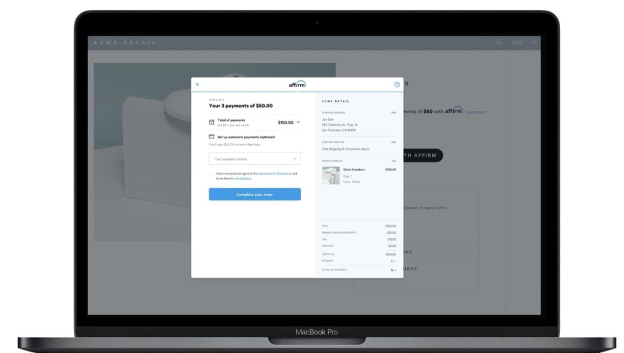Affirm BNPL option 