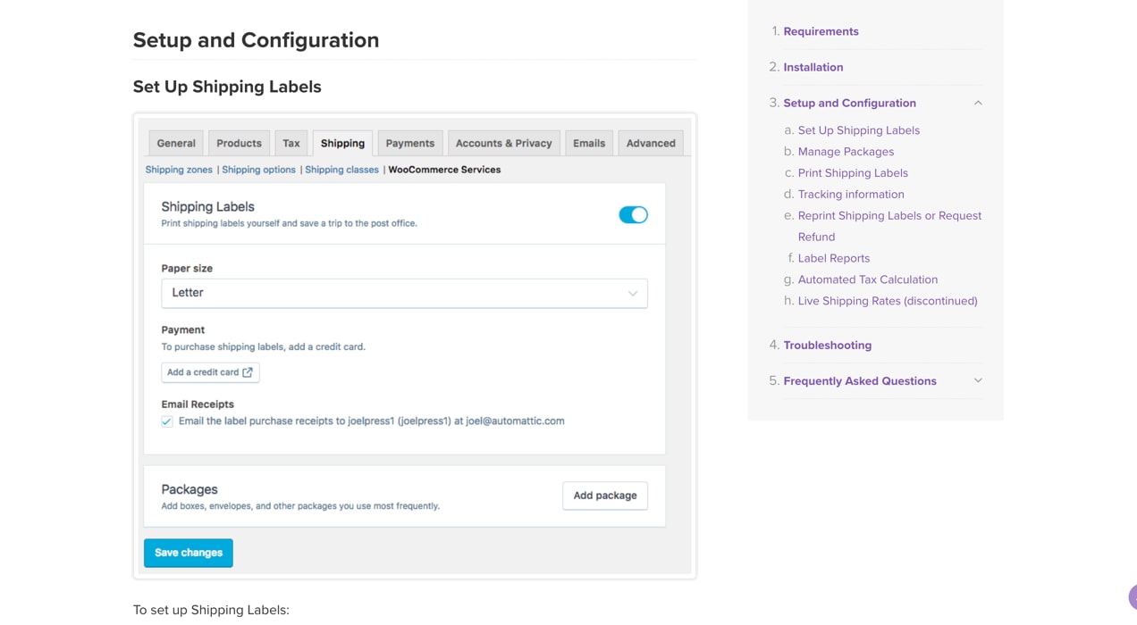 documentation for WooCommerce Shipping