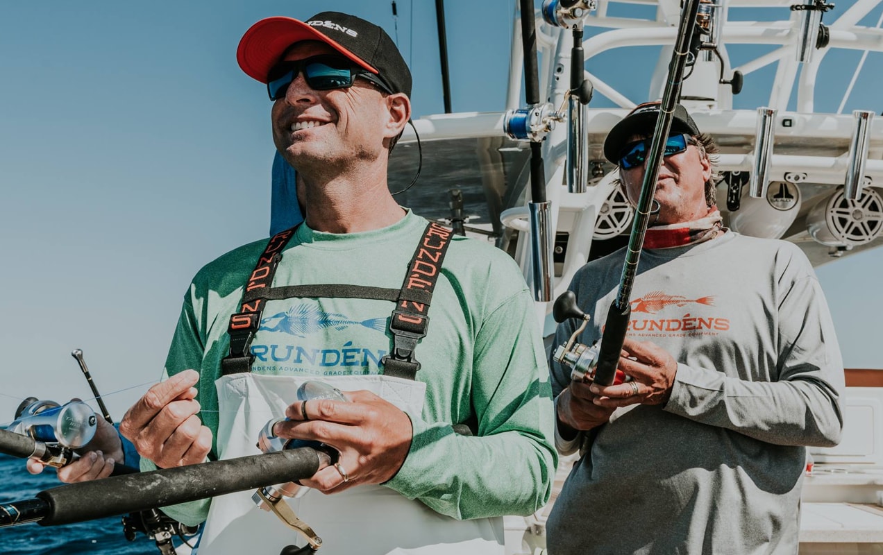 two fishermen wearing Grundens clothing