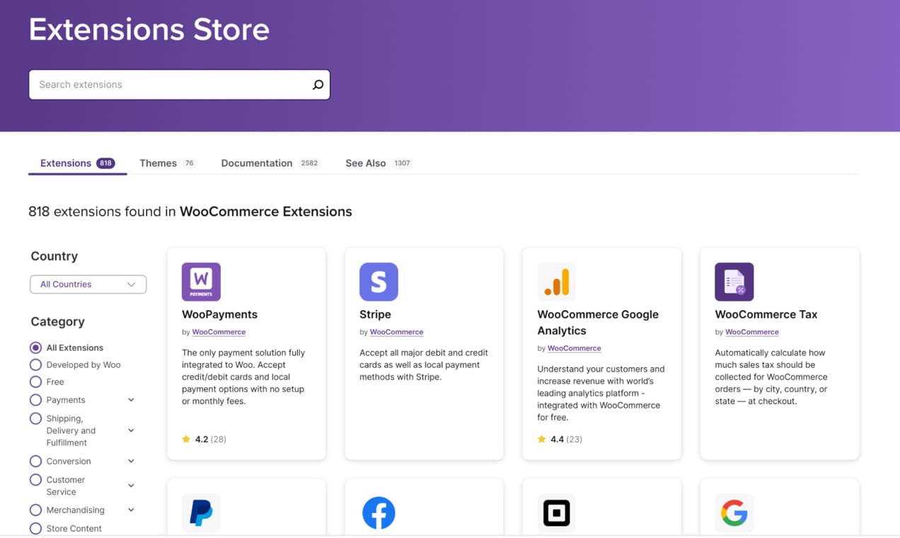 WooCommerce extensions store