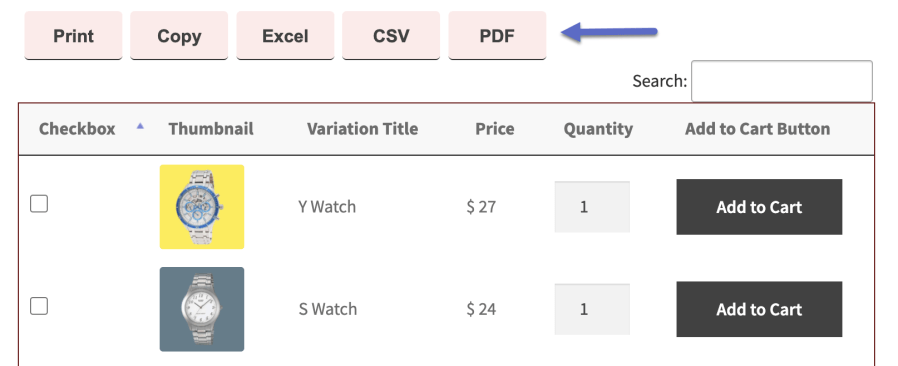 Print, copy, or extract product variations