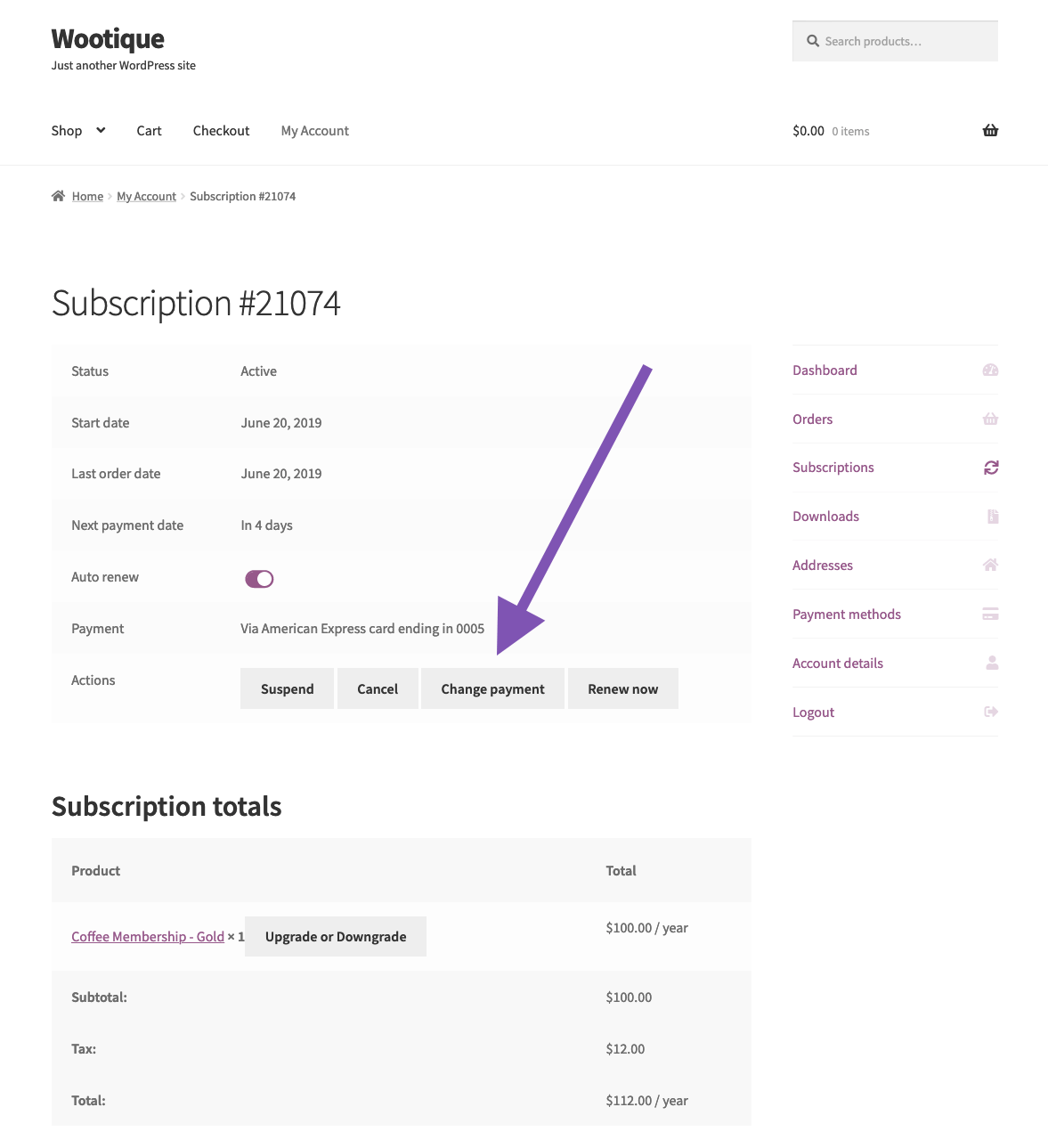 Pay Subscription Example Manage Payment Methods — Subscriptions Documentation - WooCommerce