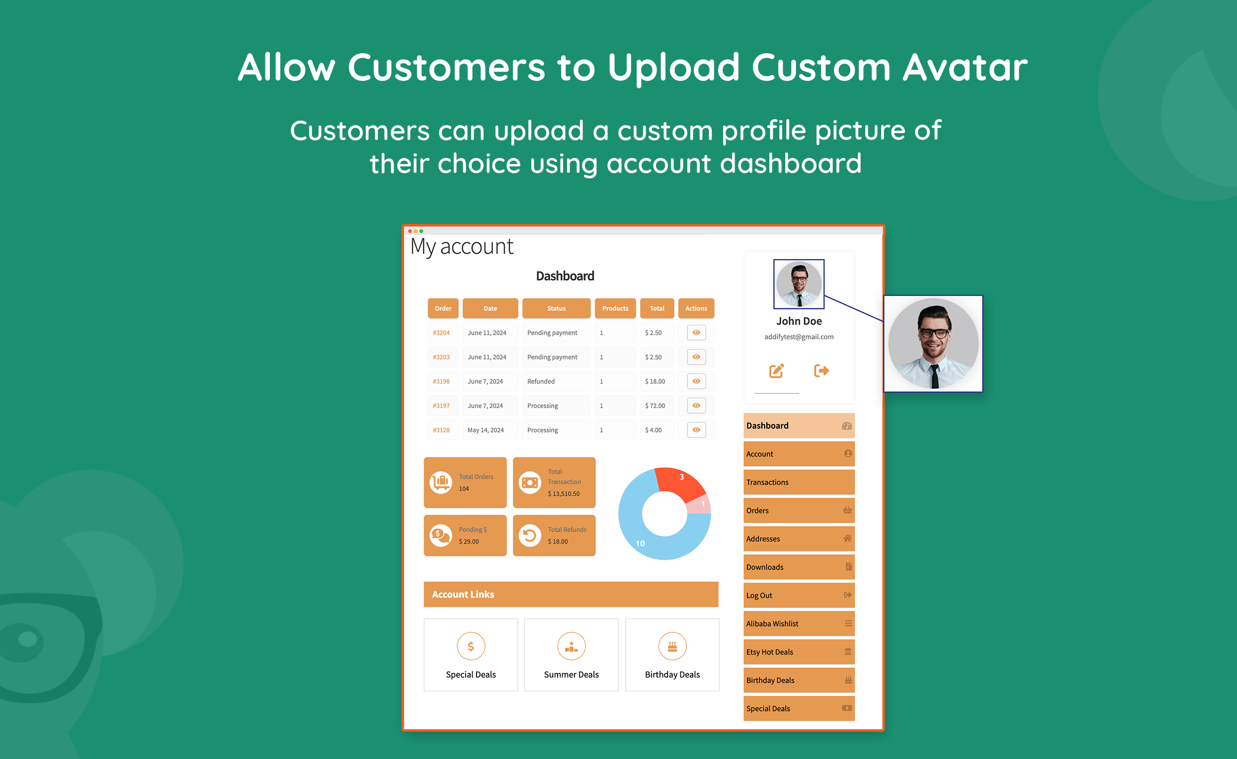 WooCommerce My Account Page Plugin: edit, customize endpoints