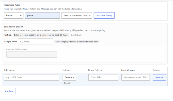 Predefined Rules