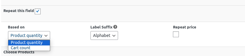 Repeat fieds on the basis of Product quantity or cart count