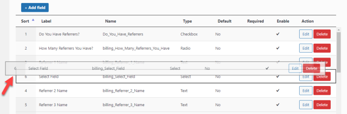 Drag and drop checkout fields