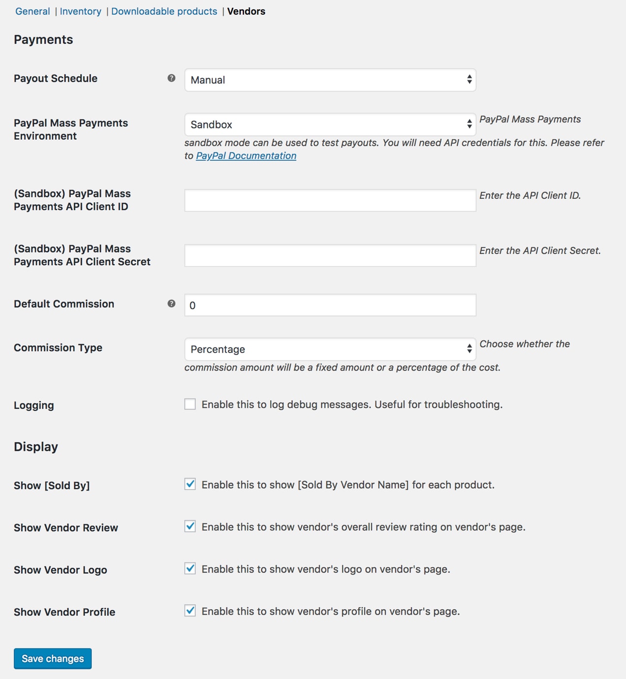 payout schedule settings in WooCommerce