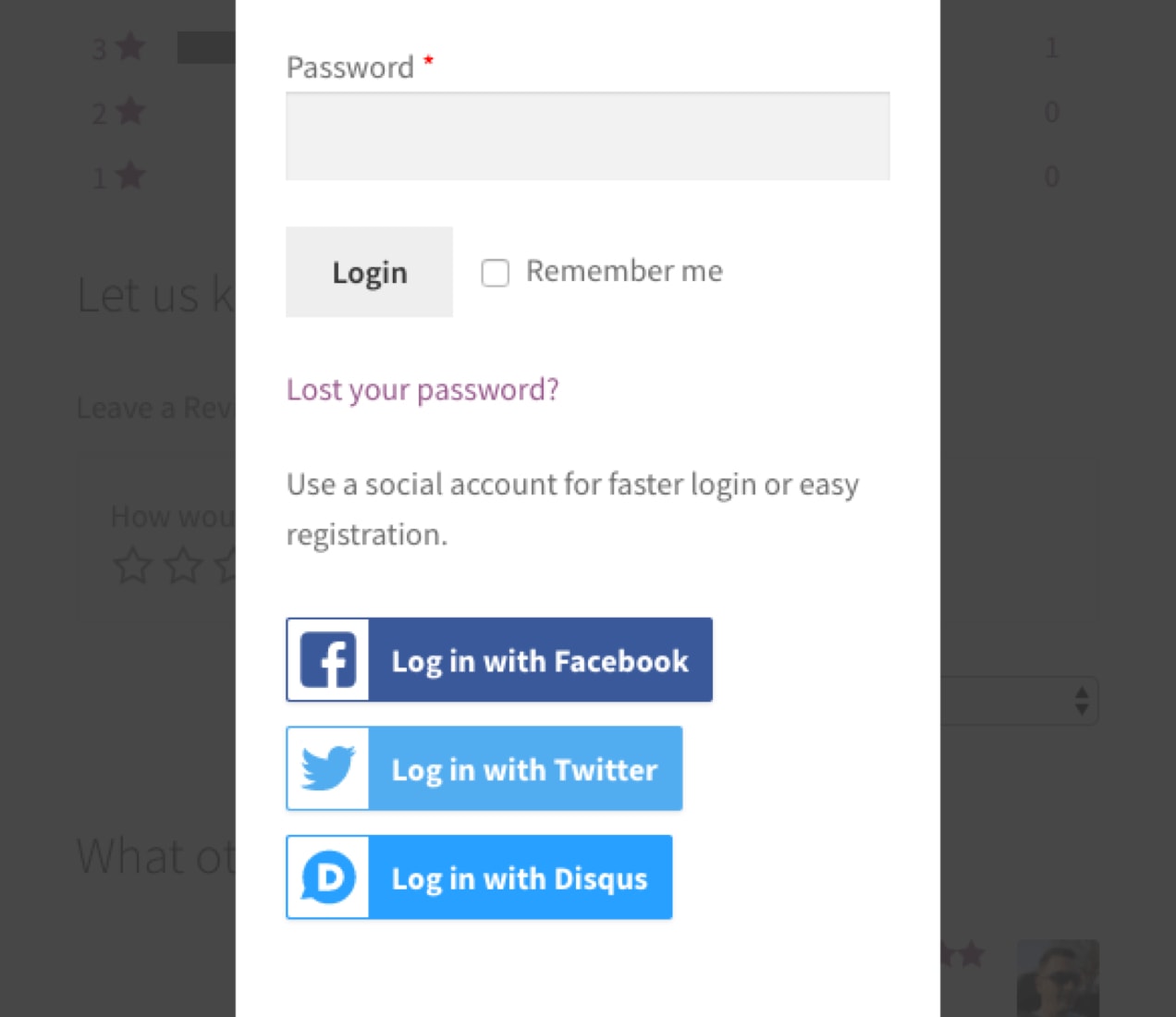 social login buttons on the checkout page