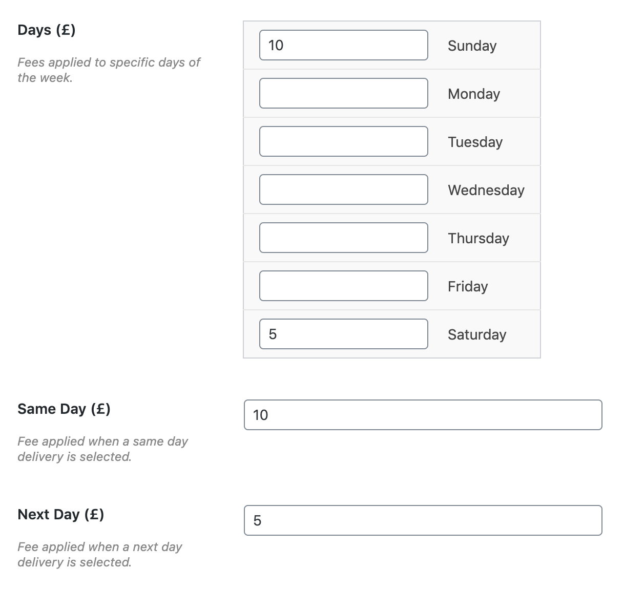 Set delivery day fees in WooCommerce