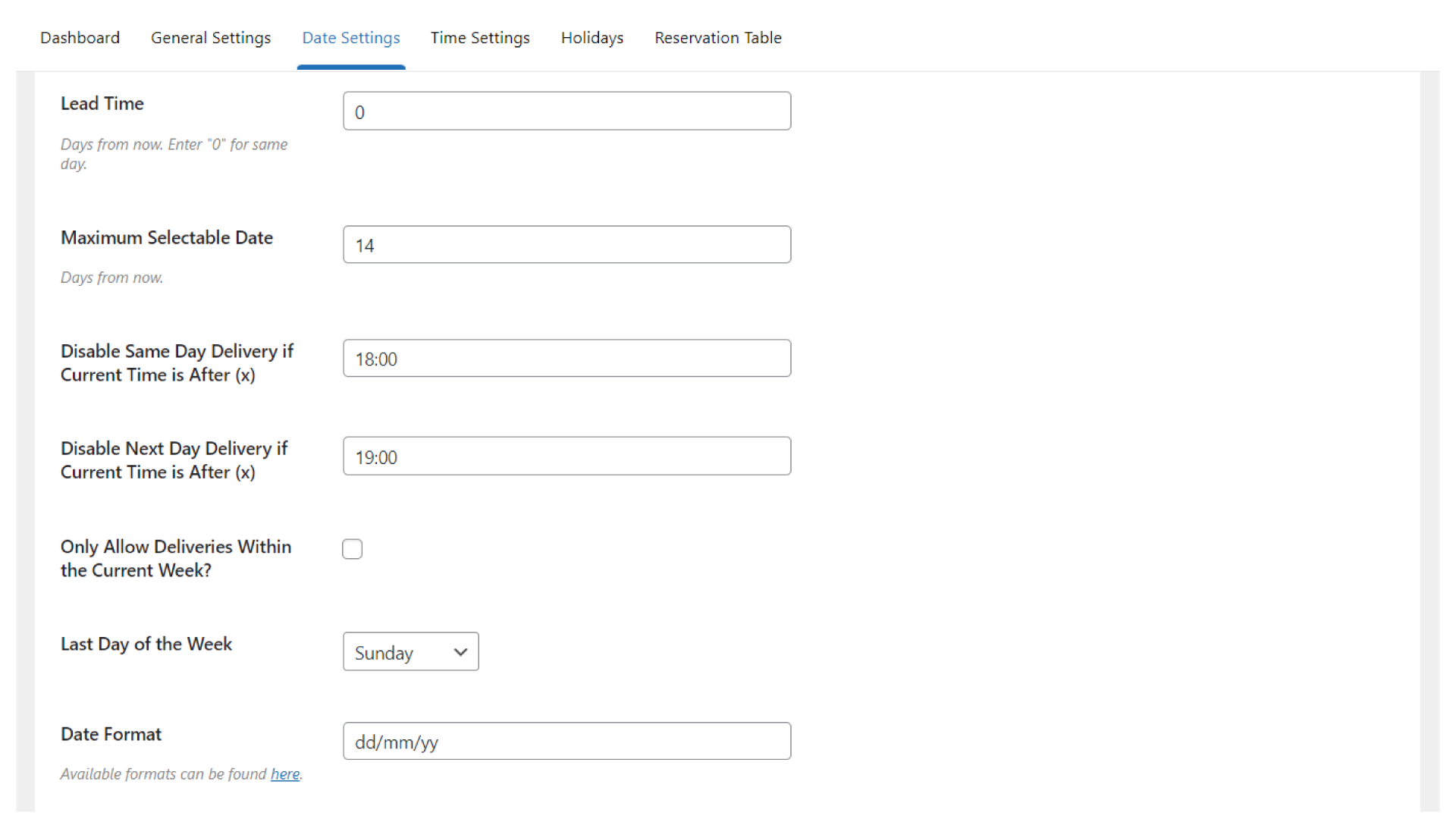 Flexible delivery/pickup settings in WooCommerce