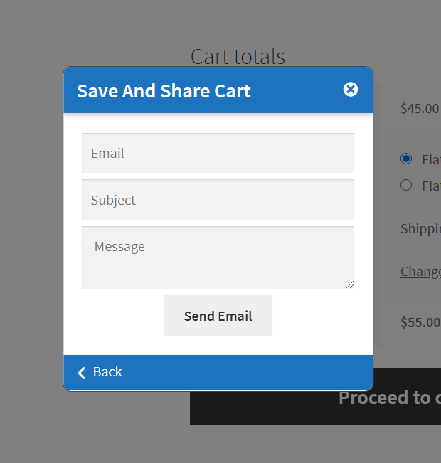 save and share cart send email