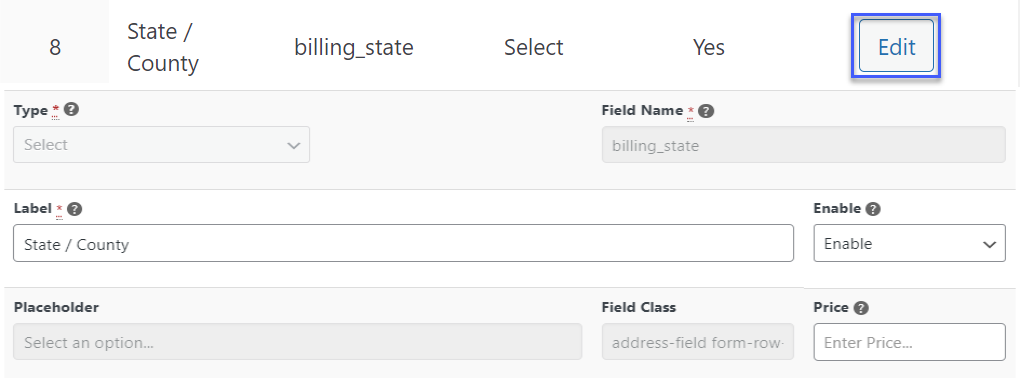 Edit Checkout Fields